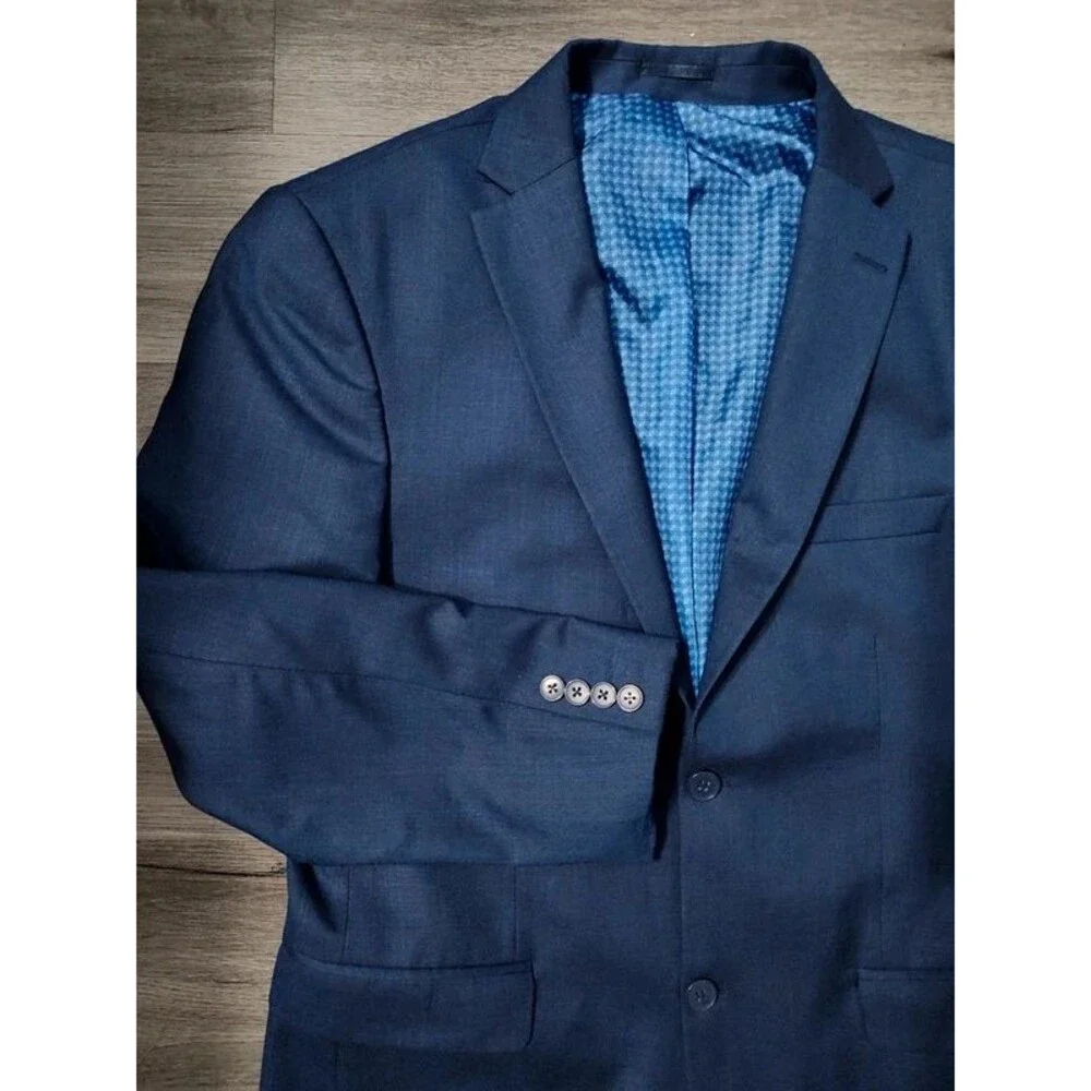Giorgio Sanetti 44R men's tailored two button blazer suit jacket navy blue new